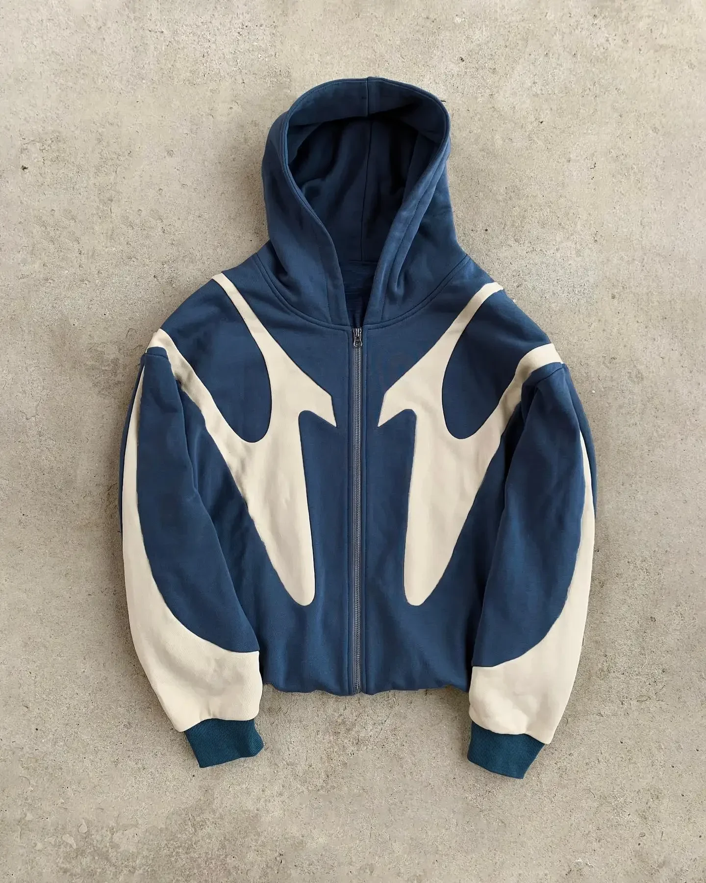 Y2K Zip Hoodie Sweatshirt Hip Hop Patch Oversized Retro