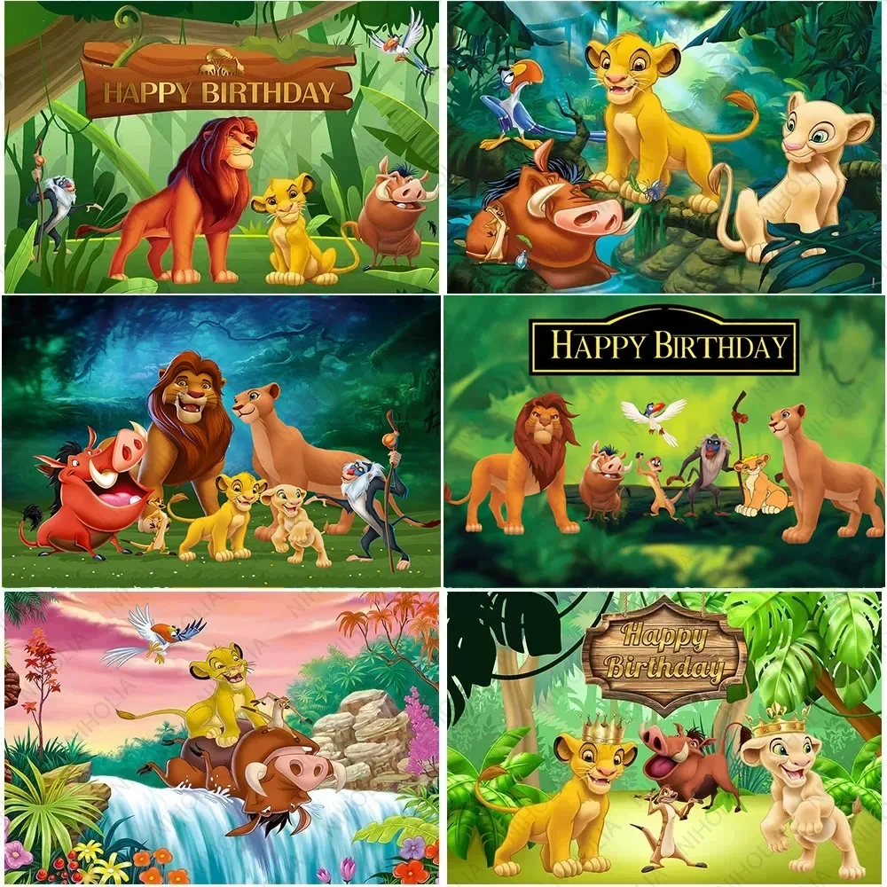 

The Lion King Backdrop Boy Birthday Party Decoration 1 Year Tropical Jungle Simba Background Baby Shower Photo Studio Banner