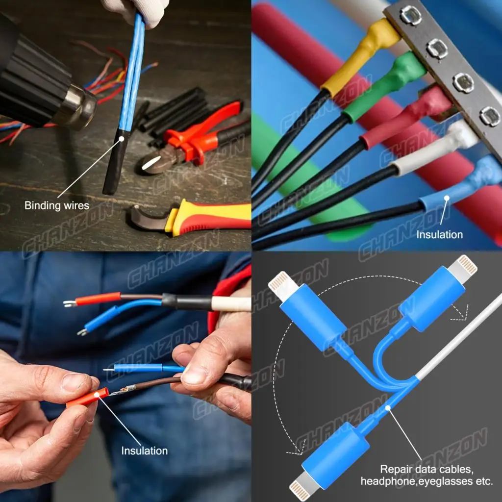 Heat Shrink Tubing 2:1 3:1 4:1 6 Multi Color Heat Shrink Tube Kit Polyolefin Wrap Insulation Cable Marine Grade Heat-shrink Pipe Assorted for Wires