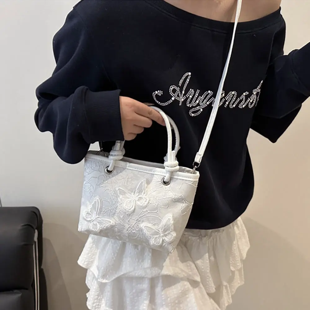 Creative Lace Shoulder Bags Elegant Handbags Embroidery Simple Tote Bag Women