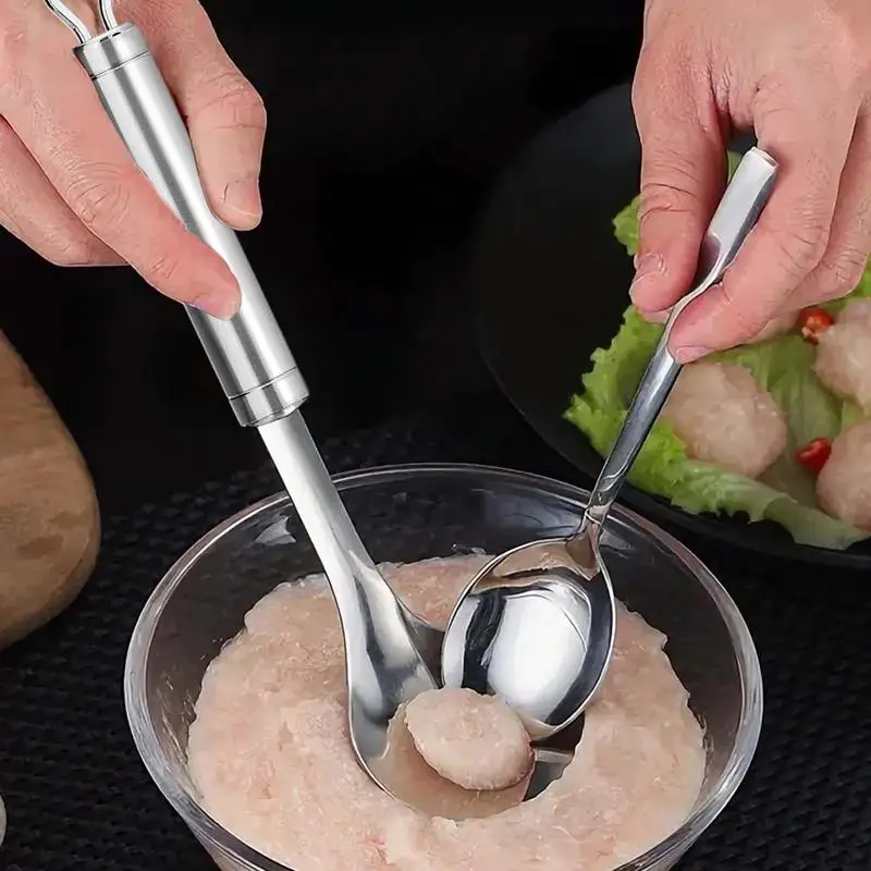 Stainless Steel Meatballs Spoon Non-Stick Meatball Maker Kitchen Meat Tools Manual Food Processorle Fish Balls Utensils