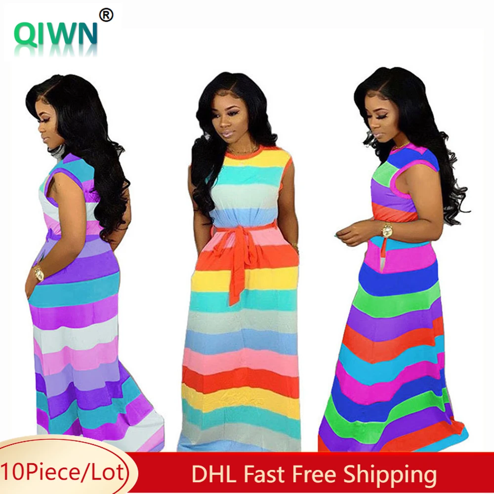 10sets Bulk Items Wholesale Women Dresses Summer Oneck Floorlength