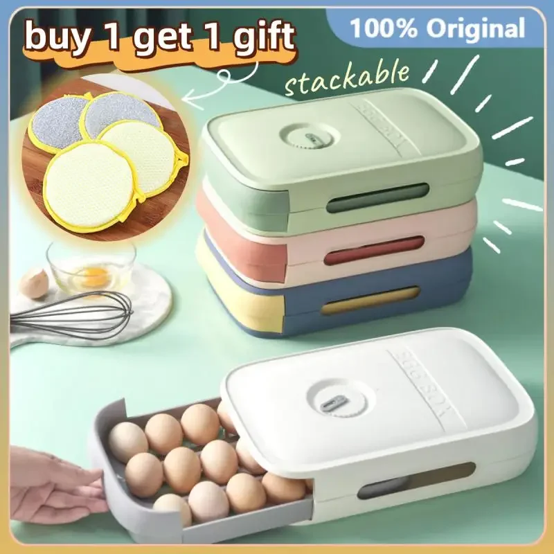 

Refrigerator Egg Storage Box Preservation Home Kitchen Food Storage Rack Rolling Drawer Egg Box Stackable Egg Holder Storage Box