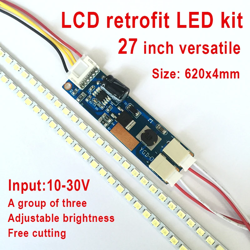 Kit Atualização Led 27 27 Polegadas Ccfl Tela Lcd para Monitor Led 620 mm Led Backlight Strip Kit Brilho Ajustável 5