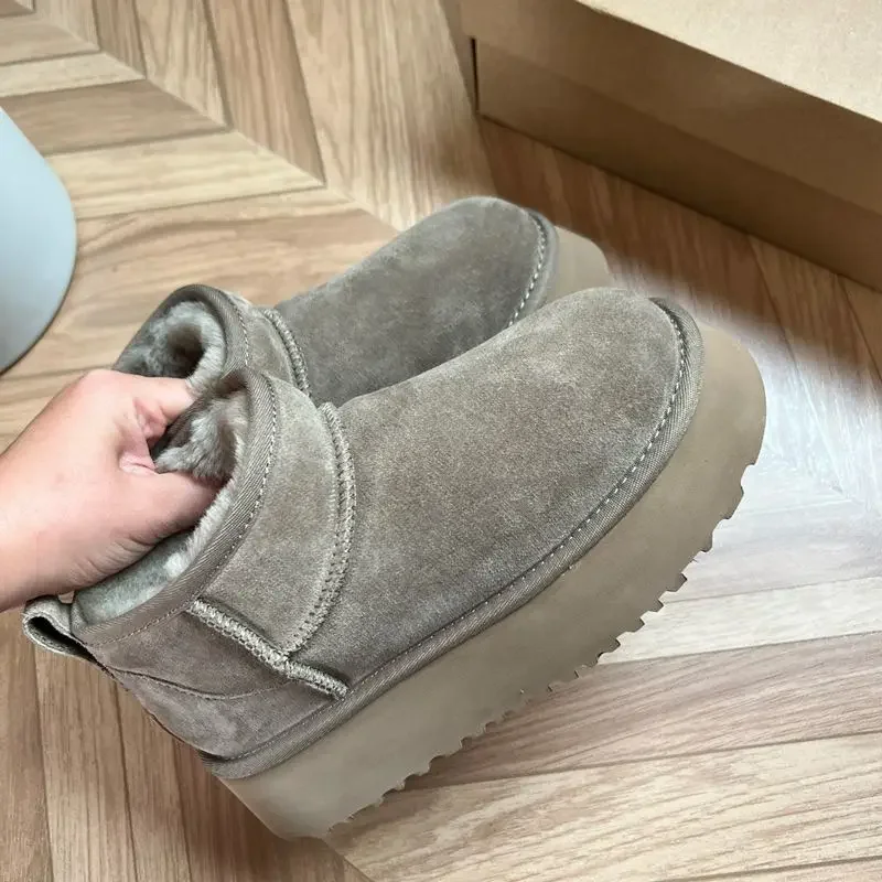 

Women Australia Boots Designer Ultra Mini Platform Boot Chestnut Slippers Winter Warm Fur Cow Leather Wool Suede Snow Boots