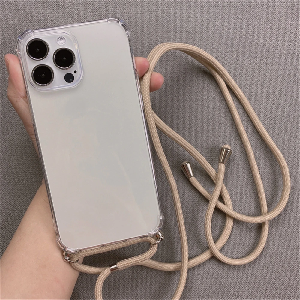 Crossbody Necklace Cord Lanyard Transparent Phone Case - Soft Cover