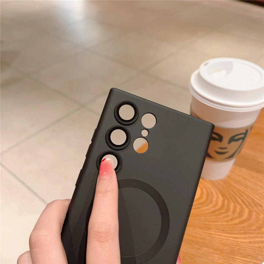 Matte Magnetic Wireless Charging Case with Silicone Lens Protection Cover