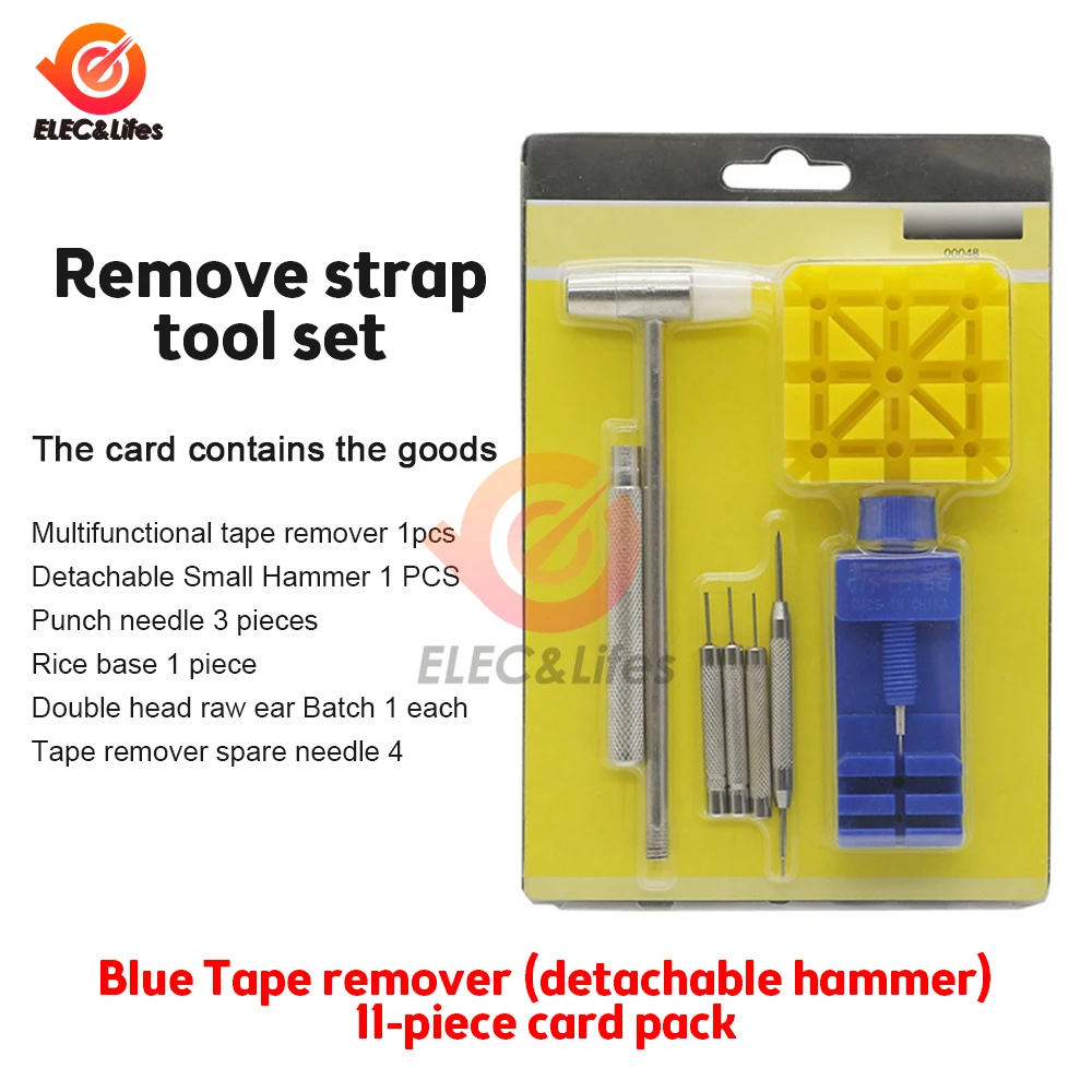 Durable 11 Pieces Watch Band Link Remover Repair Tool Kit Set+Hammer