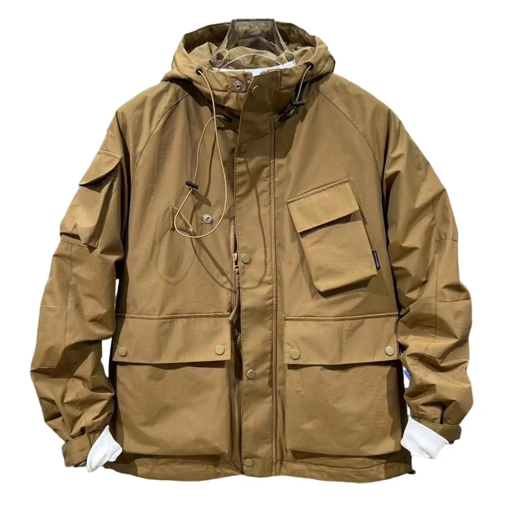 

2023 Spring Streetwear Mountain Hoodie Jacket Men Clothing Japanese Harajuku Casual Windbreak Cargo Jacket Fashion Black Coats