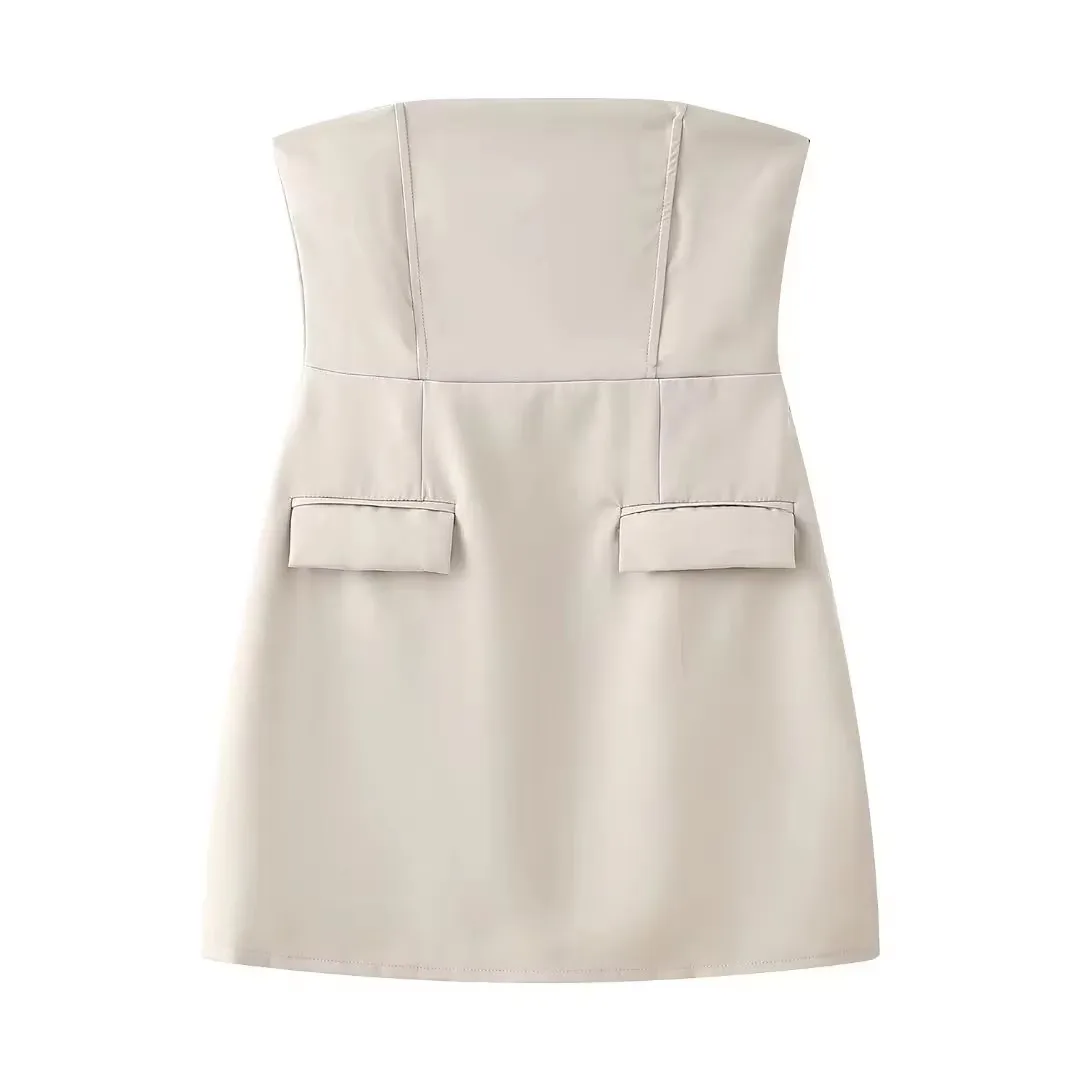 HH Women Off Shoulder Sexy Mini Dress Summer Tube Top Slim Elegant Solid Strapless Dresses Female Fashion Streetwear