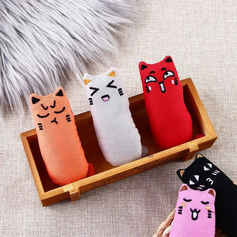 Interactive Cartoon Kitten Teeth Grinding Scratcher Cats Products Catnip Toy Cat Plush Thumb Pillow Cat Toys Cat Chewing Toys cat toy wool ball 2pcs funny cats toy with bell self hi cat toys interactive 2pc set plush balls toys for cats teeth grinding