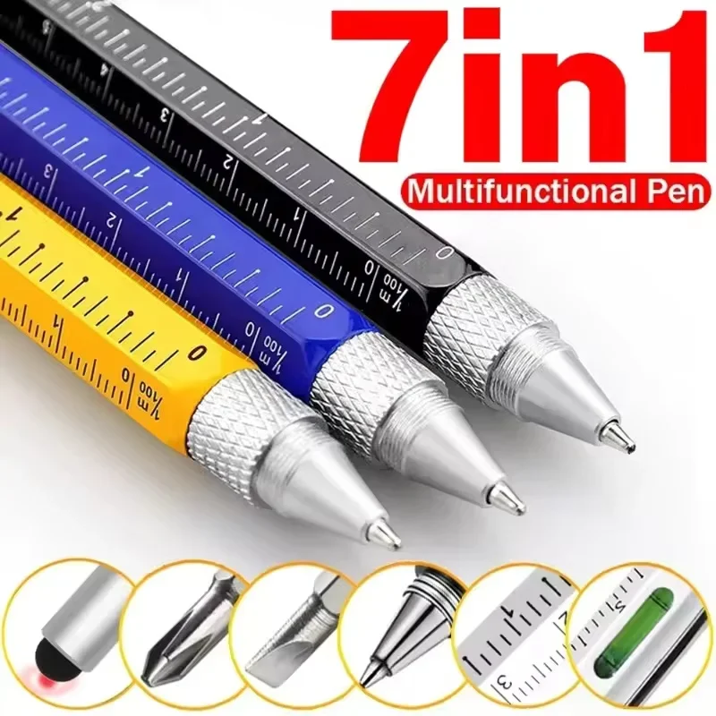 Multifunctional Stylus Pen with Ballpoint, Screwdriver, Ruler, and Level Gauge
