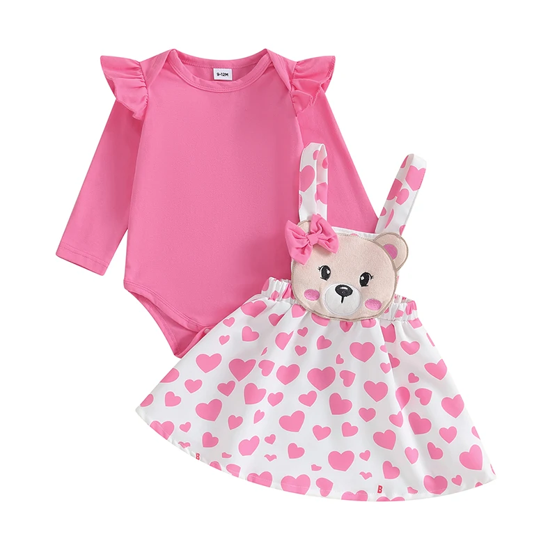

Комплект из 3 предметов для маленьких девочек, милый комбинезон, юбка с подтяжками и повязка на голову, осенне-зимняя одежда