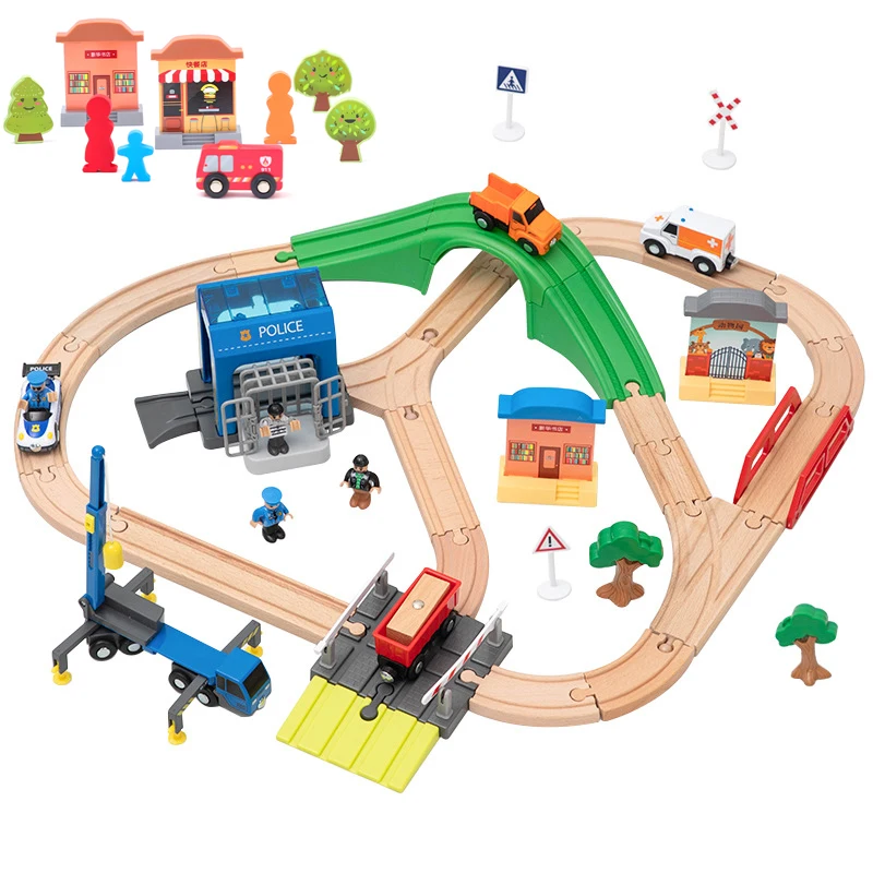 

Kids Wooden Train Track Toys Magical Magnetic Rail Bridge Station Magnetic Car Wooden Railway Educational Children's Day Gifts