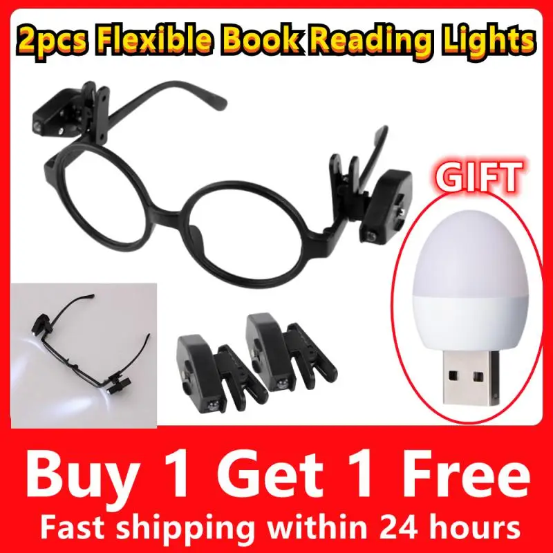 

2pcs Flexible Book Reading Lights Lamp Night Light For Eyeglass And Tools Universal Portable Mini LED Eyeglass Clip On Book