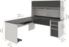 Connexion L Shaped Desk with Hutch and Pedestal in Slate and Sandstone, 72W | Large Corner Table for Home Office 3