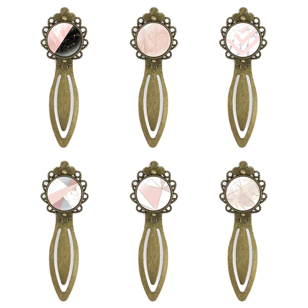 

Fashion Cute Creative Cartoon Creative Metal Bookmarks Gift For Friends Stationery School Office Supply pink gold marble Pattern