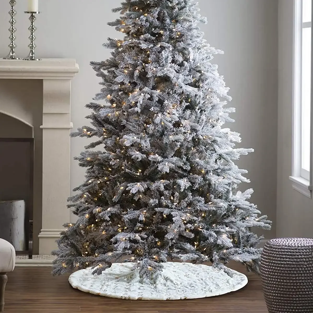 Christmas Tree Skirt Faux Fur For Home Xmas