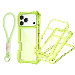Acrylic Clear Stain - Resistant Shockproof Case with Wrist Strap and Air Cushion Protection - iPhone Air (Fluorescent Green)