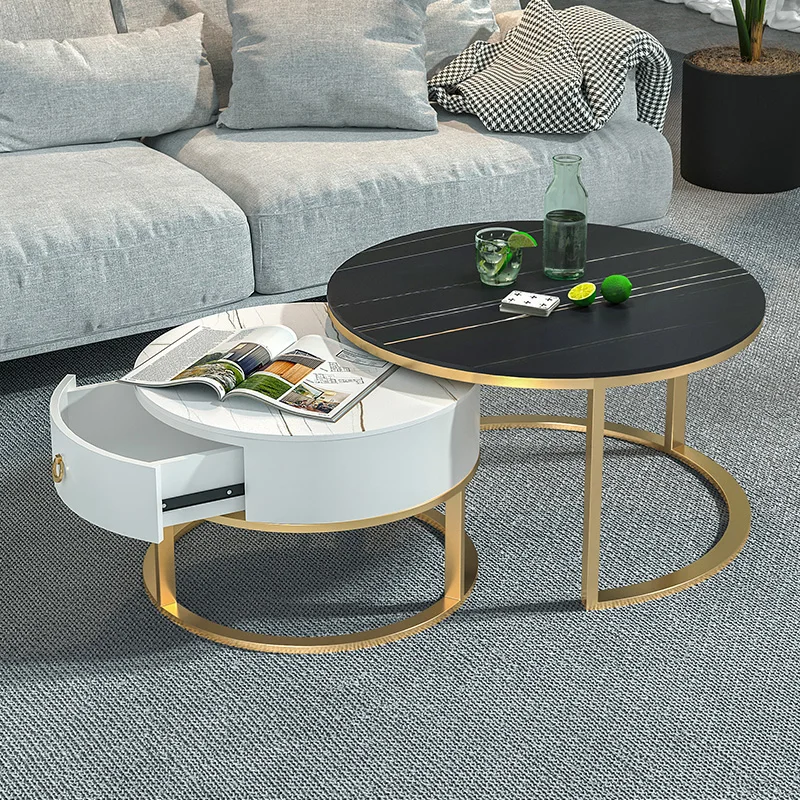 

Small Auxiliary Coffee Tables Side Room Round Dining Coffe Tables Bedside Drawers Petit Meuble Auxiliary Furniture WW50CT