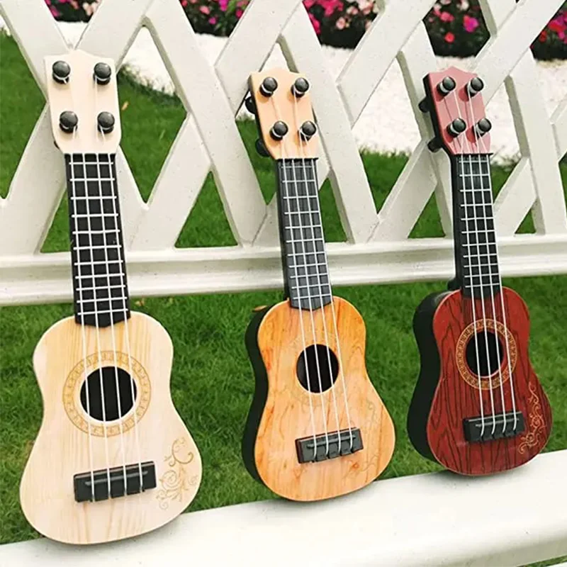 Mini Guitar 4 String Classical Ukulele Guitar Toy Instrument Children Beginners Simulation Playing Early Teaching Small Guitar 6