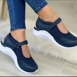 Round Head Knitted Women's Thick Sole Casual Sneakers (Sizes 36 - 43) - 38 (Dark blue)