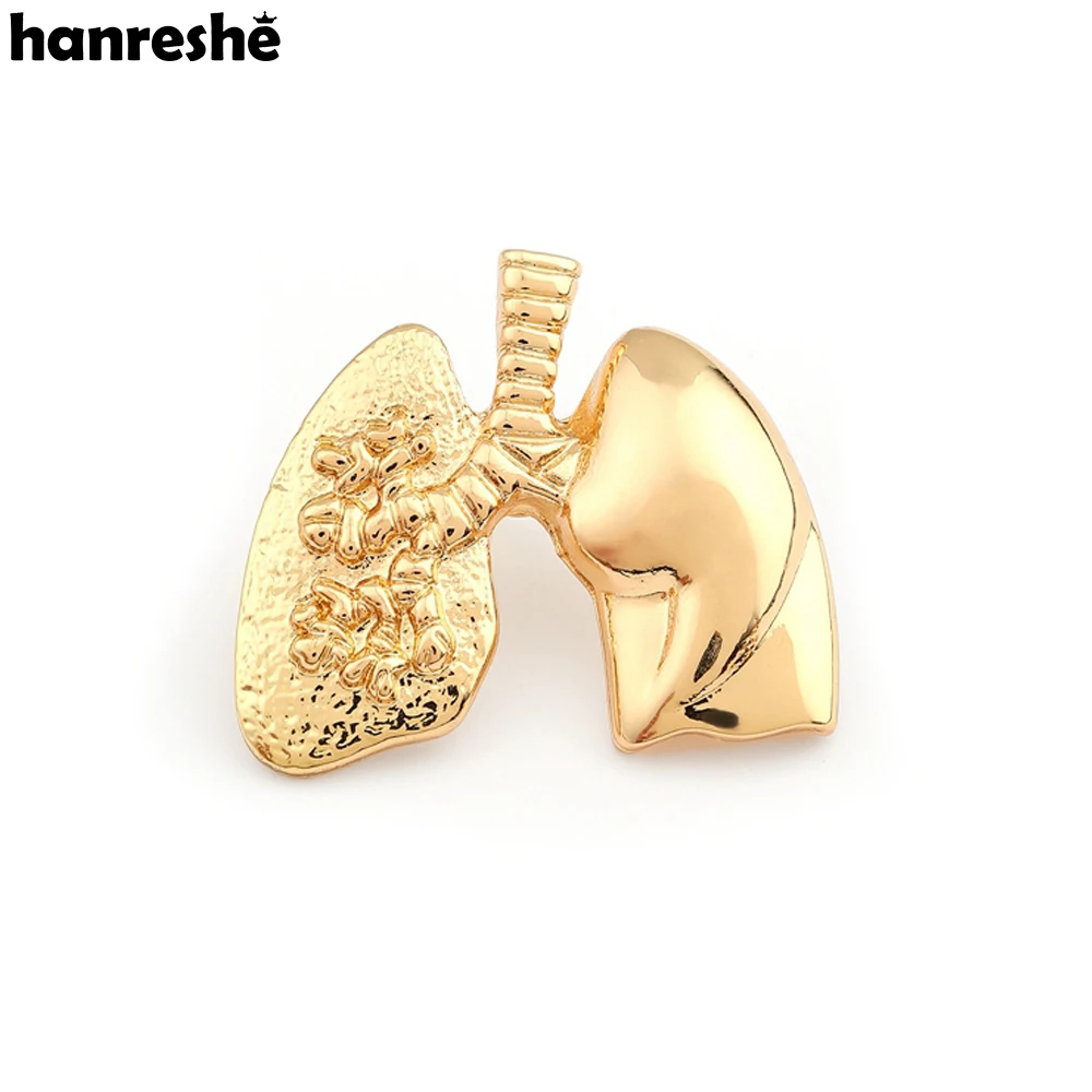 Hanreshe 의료용 금속 폐 인체 장기 브로치 골드 컬러 핀, 간호사 의사 옷깃 배낭 배지 쥬얼리, 유행