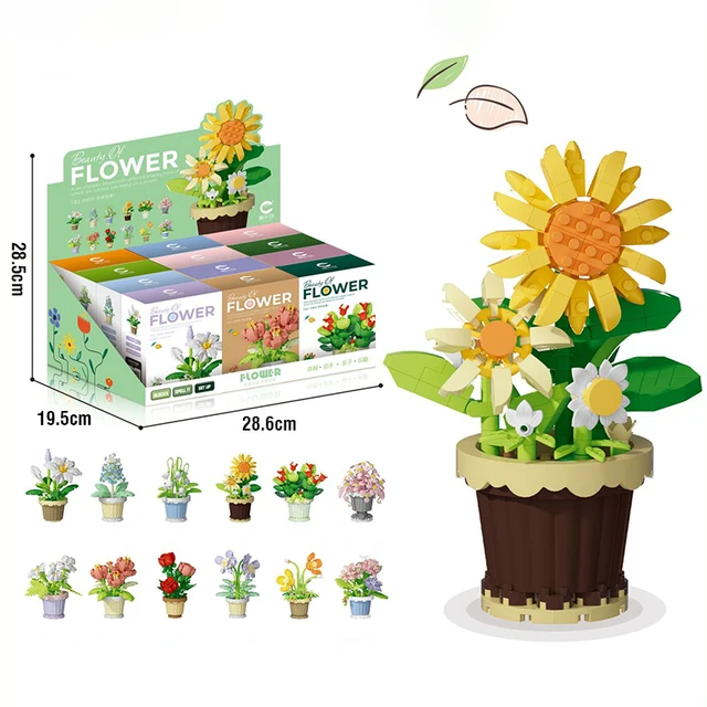 1PC Mini Succulent Flower Pot Building Blocks Simulation Flower Assembling Brick Model Kids Toys Home Decoration Collection Gift 5