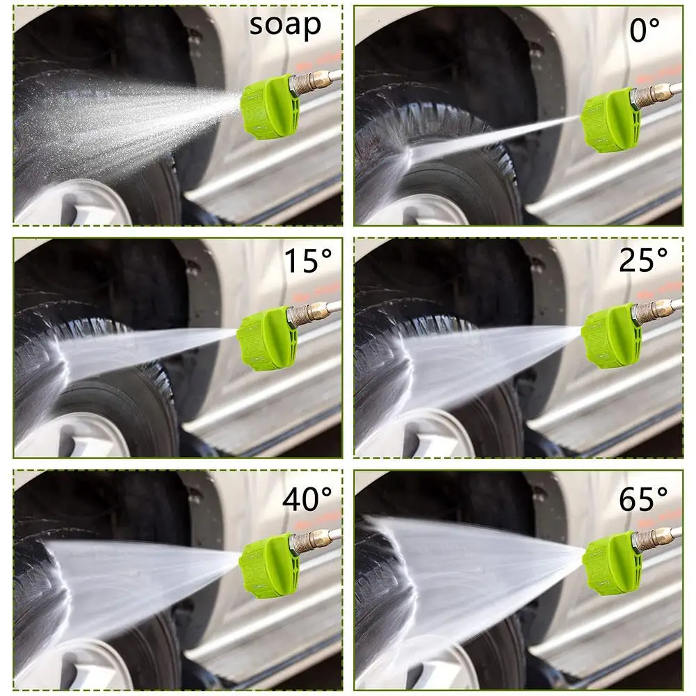 High Pressure Washer Spray Nozzle 0 15 25 40 Degree Rotation Watering Rinse Soap Nozzle Tip Garden Cleaning 2