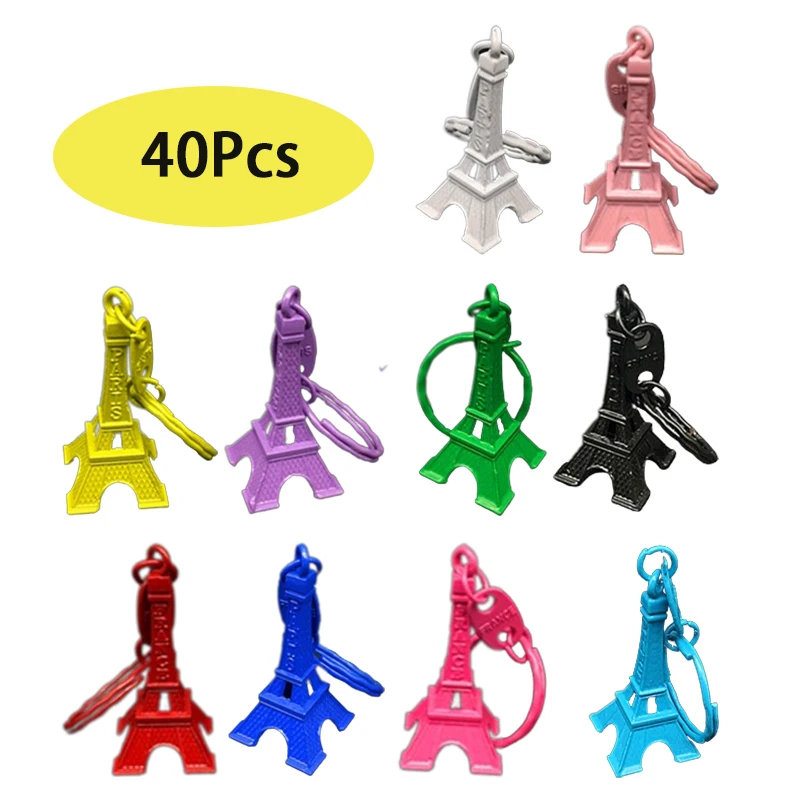 

40pcs Paris Eiffel Tower Keychain Silver Color Retro Adornment French Souvenirs Keychains Gift Wholesale