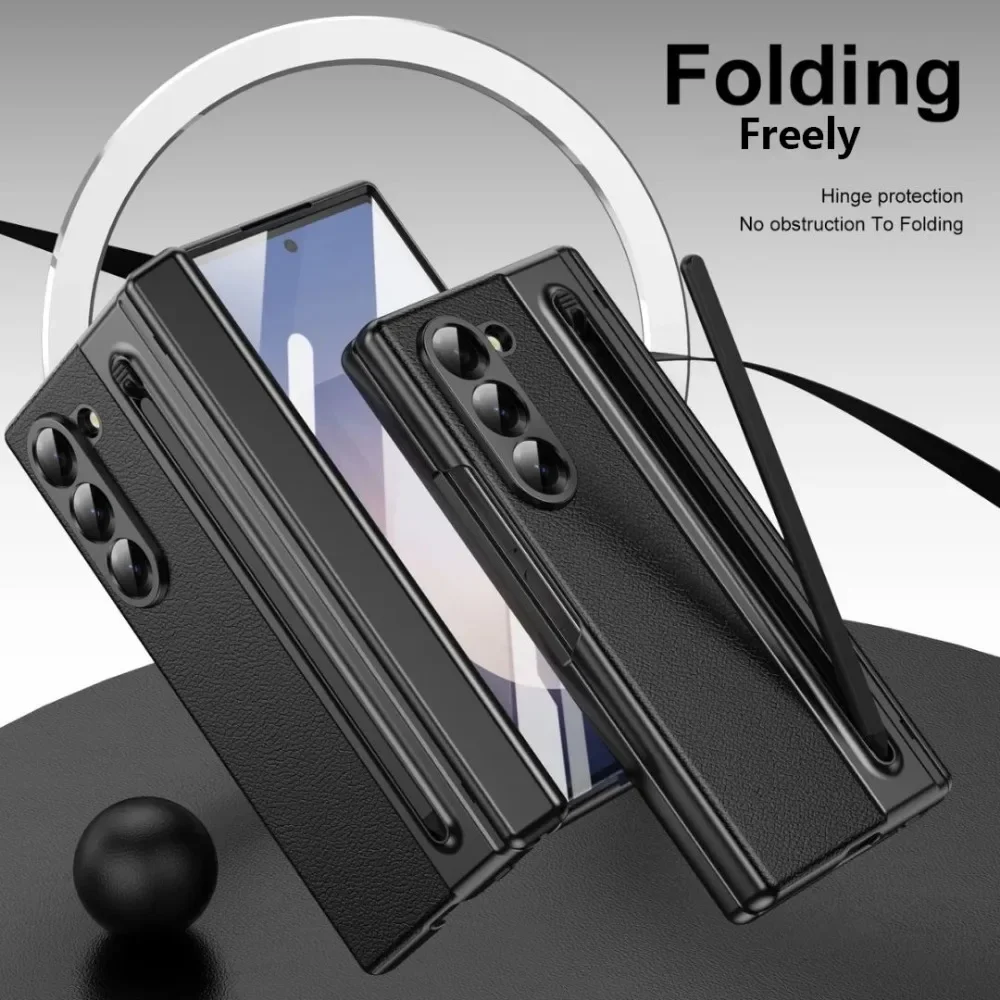 Galaxy Z Fold Series Phone Case with S Pen Storage & Hinge Protection, Built-in Screen Protector