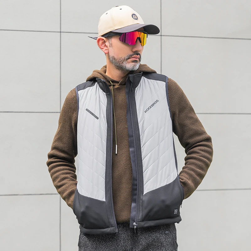 ROCKBROS Motorcycle Heated Vest USB Winter Heated Jacket Sport Thermal Clothing Cycling Heating Vest Washable Warm Moto
