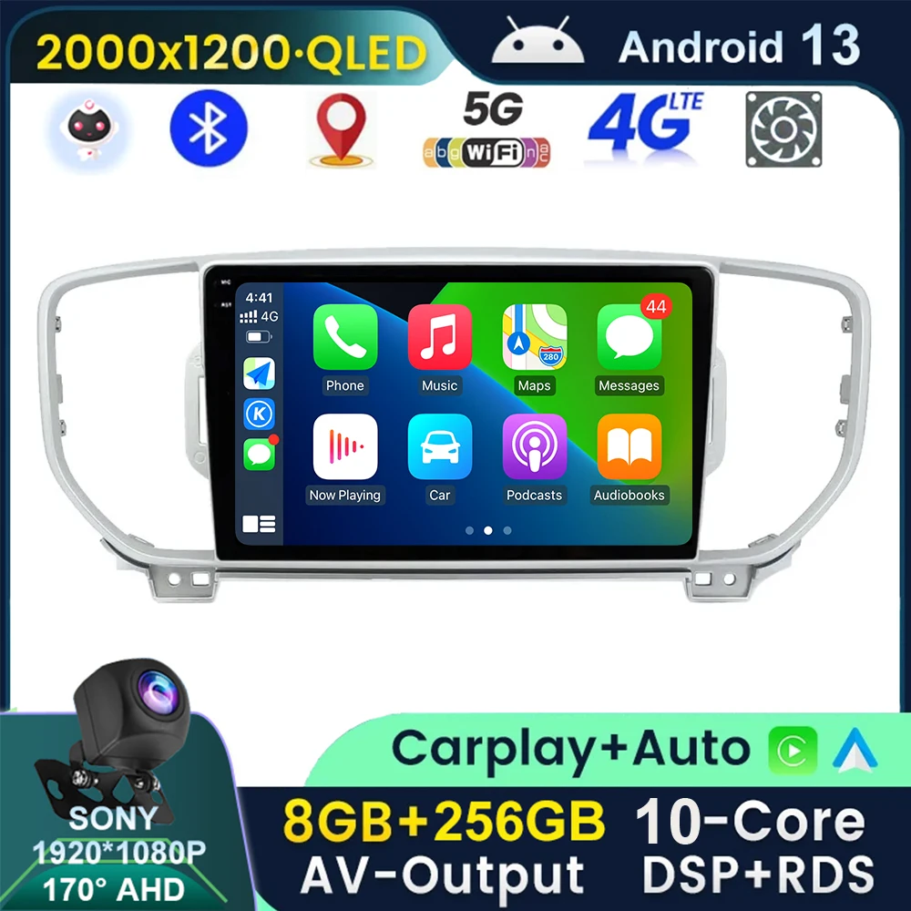 

10 Core Android 13 Auto 2din Radio Car Multimedia Player For KIA KX5 Sportage 2016-2018 Stereo Carplay Navigation GPS