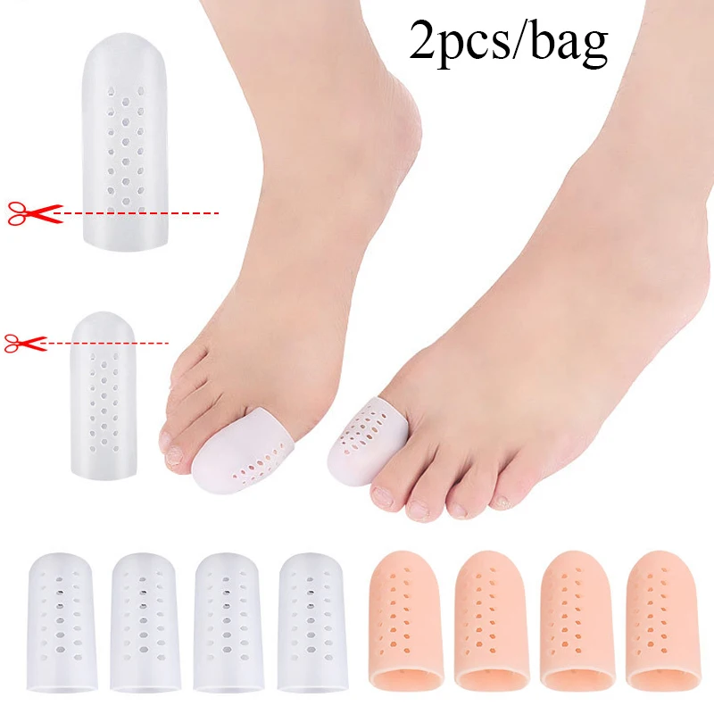 2pcs Silicone Toe Protector Three Sizes Preventing Blisters Anti-Friction Toe Cap Finger Protector Multi-use Foot Care Tool