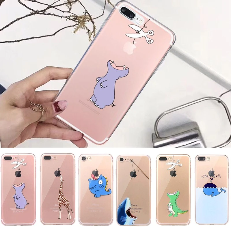 Lovely Print Case For Coque iphone 7 8 Plus 6s 6 5se 5s 5 Silicone  Transparent Thin Soft Shark Dinosaur Cover For iphone 8|Phone Case &  Covers| - AliExpress