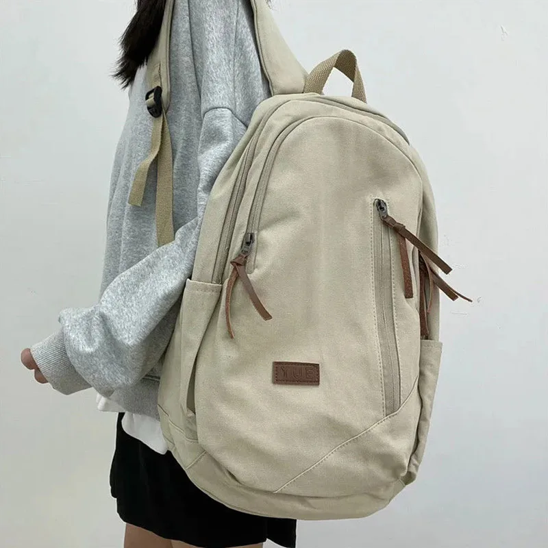 New High Capacity Canvas Backpack Korean Version College Style Men's And Women's Shopping Travel Minimalist Student Backpack