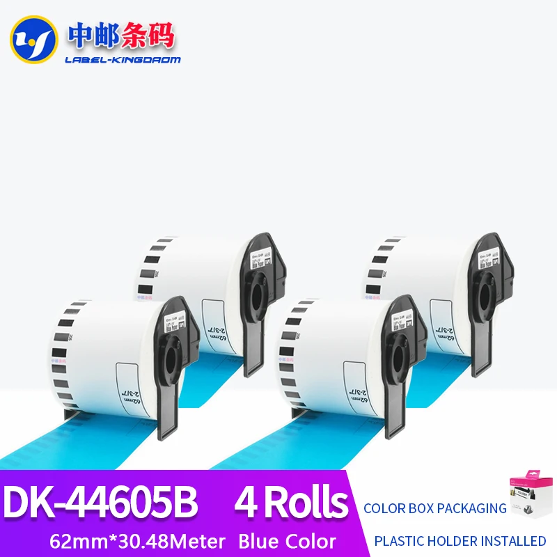 

4 Rolls Generic Brother DK-44605 Label 62mm*30.48M Blue Color Compatible for Brother QL-570/700 All Includ With Plastic Holder