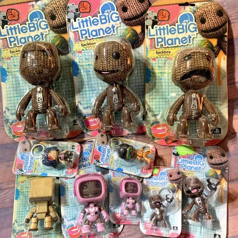 Cute Littlebigplanet Sackboy Anime Game Figurine Little Big Planet Robot Portachiavi Kawaii Action Figure Models Toys
