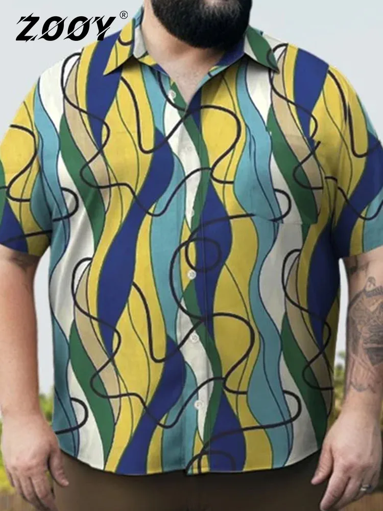 

ZOOY (L-9XL) Men's Plus Size Street Fashion Floral Hawaiian Coconut Shirt