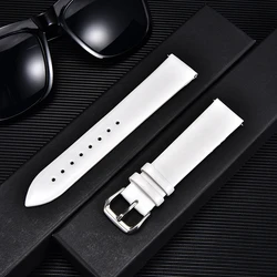 Premium Calfskin Leather Waterproof Watch Strap - Ultra Thin, Soft, Green Blue Bracelet - 22mm (White)