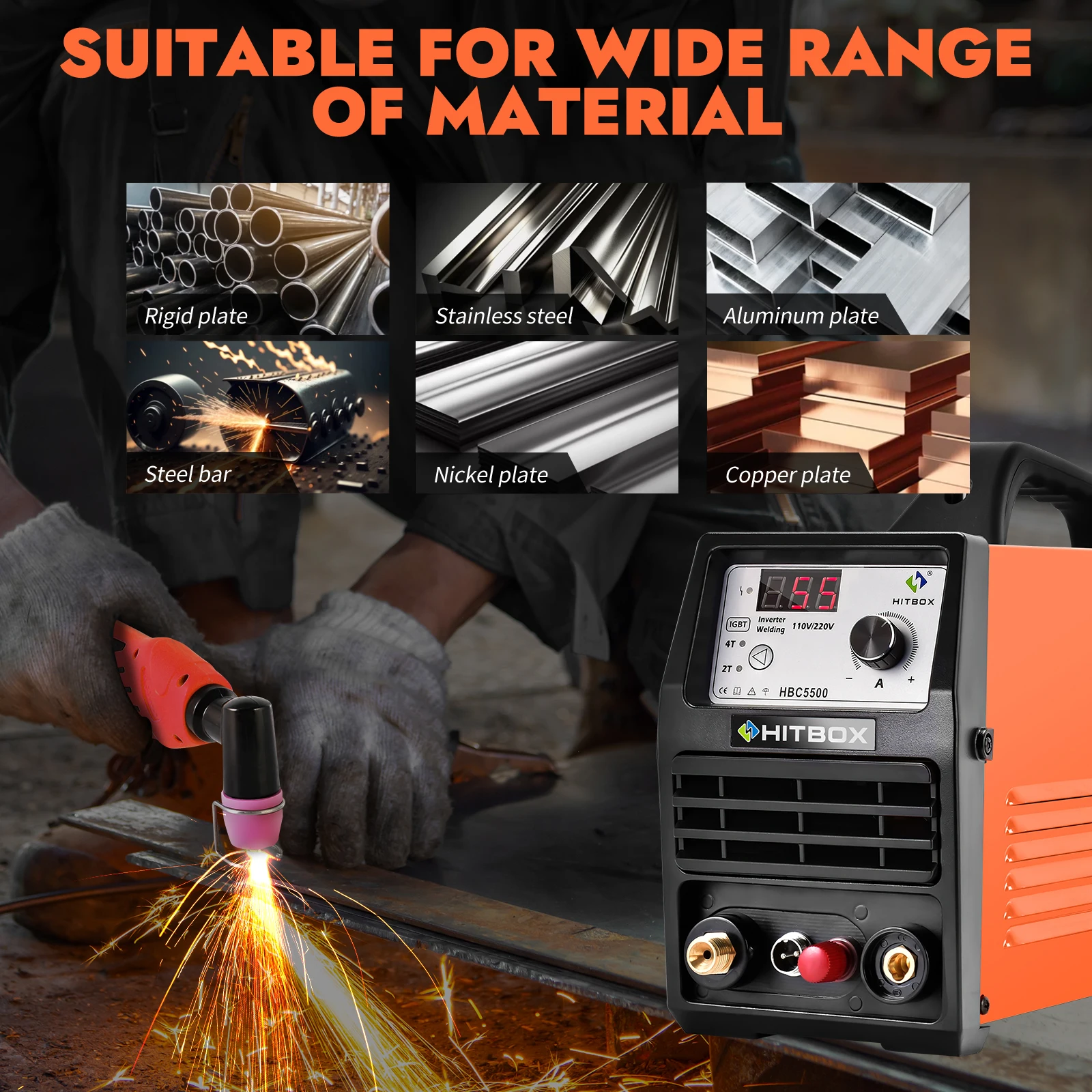 HITBOX 220V Plasma Cutter Machine HBC5500  Non-touch 55Amp DC Air Clean Cutting Machine 16mm For Carbon Steel Stainless Steel 5