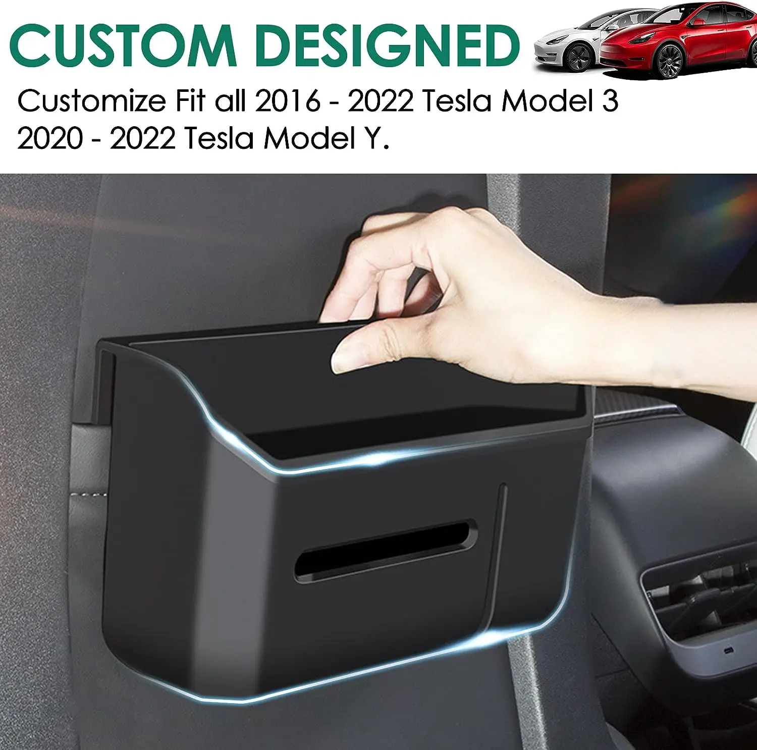 

Для Tesla Model 3/ящик для хранения модели Y 2017-2022 из ТПЭ, подвесная сумка с креплением на заднее сиденье, карман для хранения телефона, поднос для напитков, отделка, держатель для корзины