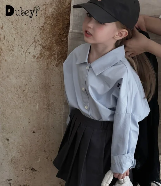 Girls Blouse New Autumn Brief Neatly-dressed Clothes Children Long Sleeve Blouses Kids School Uniform