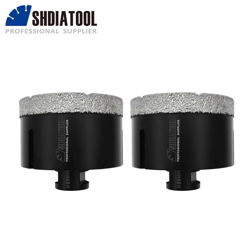 SHDIATOOL 2pcs Vacuum Brazed Diamond Dry Drill Bits Dia 89mm Hole Saw Cutter Granite Marble Ceramic Tile Stone Crown Porcelain