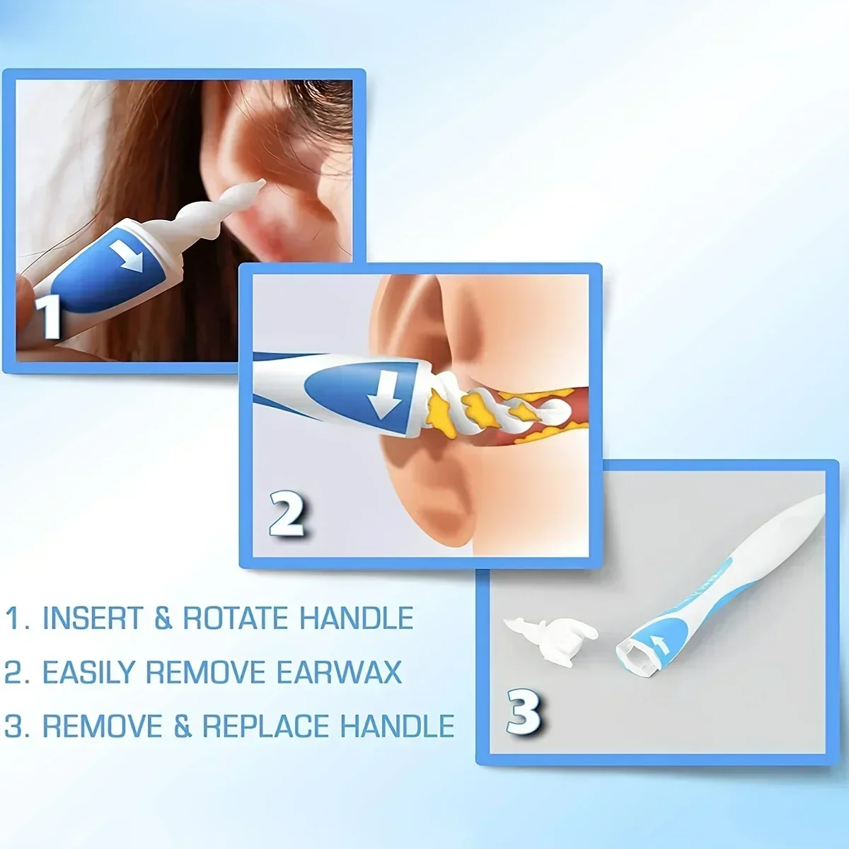 Ear Wax Remover Tool Ear Cleaner With Soft Silicone 16 Replacement Tips Simply To Grab Extract Earwax