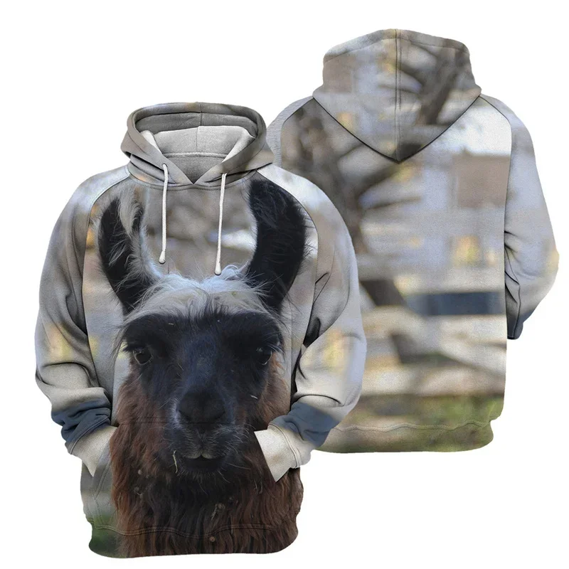 thumbnail image 1 of Sudadera con capucha con estampado de oveja, alpaca, toro y caballo para hombre, sudadera con capucha de manga larga con estampado 3D de animales, abrigo con capucha de gran tamaño para la calle, 1 of 5