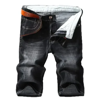 2024 Summer New Denim Shorts Black and Blue Men's Clothing Stretch Straight Slim Fit Casual Short Jeans Men's Brand Clothing 1