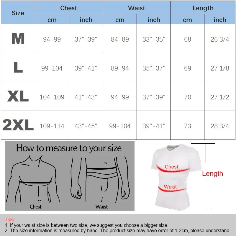 【100%-New】 Men V-Neck Compression Shirt Short Sleeve Body ShaperSlimming Underwear Tops Workout Abs Tummy Control.