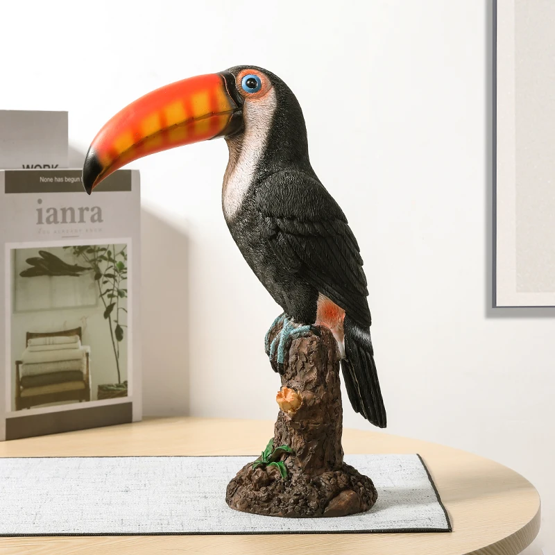 

New Creative Animal Simulation Parrot Resin Bird Statue Model Home Living Room TV Cabinet Outdoor Balcony Garden Decoration Gift