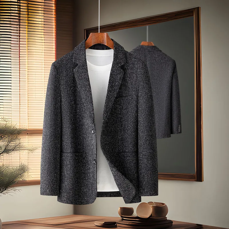 High-quality Spring and Autumn Handsome Matching Thin Suit Hemp Face Business Casual Fashion Single Suit Jacket M-5XL